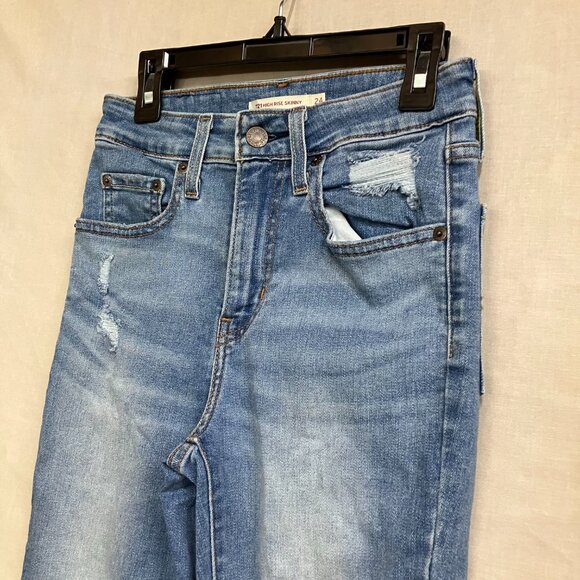 Levi's Women's Size 24X30 Blue 721 High Rise Skinny Jeans High Beams - Picture 8 of 16